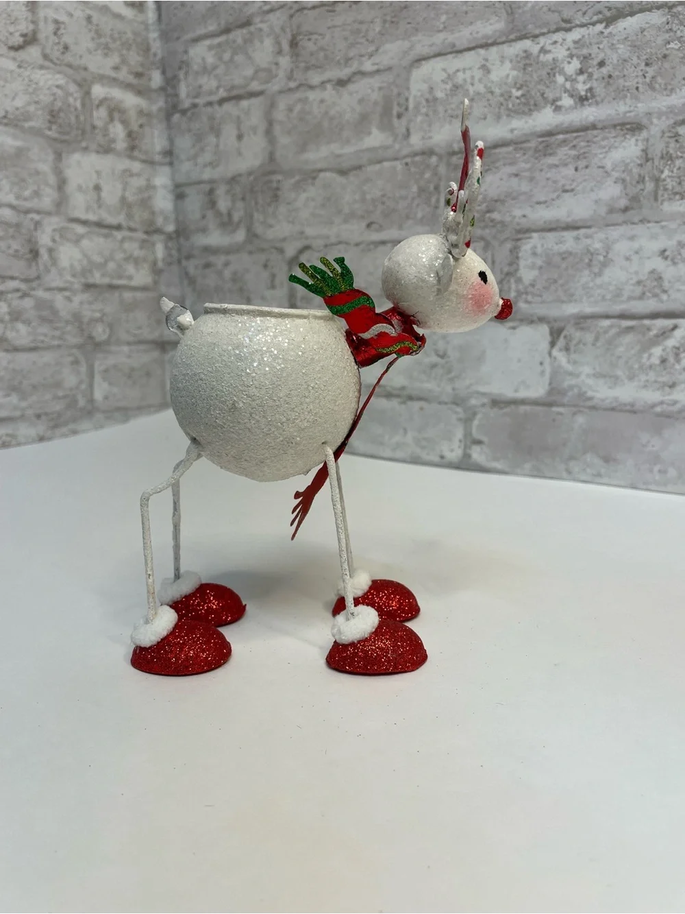 Pier One Imports Christmas Reindeer Retired Rare Tea Light Holder Metal HTF 7”